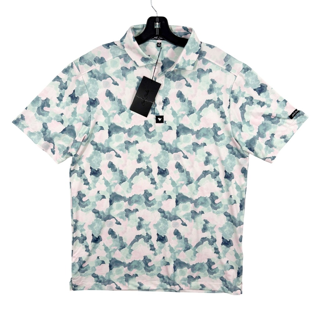 Bad Birdie Core Polo Shirt Size M Mens‎ Mirage Oasis Green/Pink Camo Golf